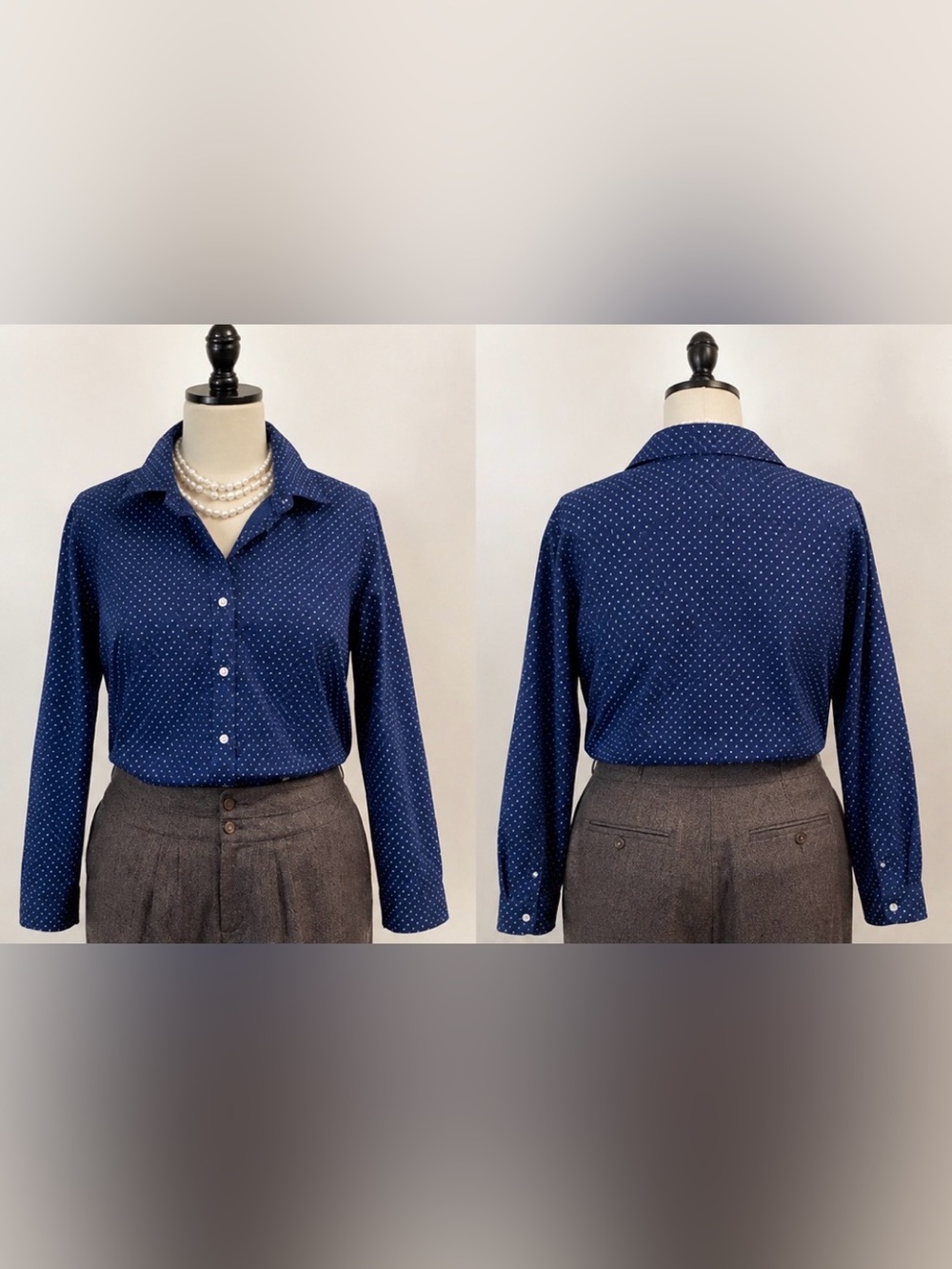 *L.L. Bean - classic button down- 100% cotton - NavyBlue Patterned Shirt / 2X